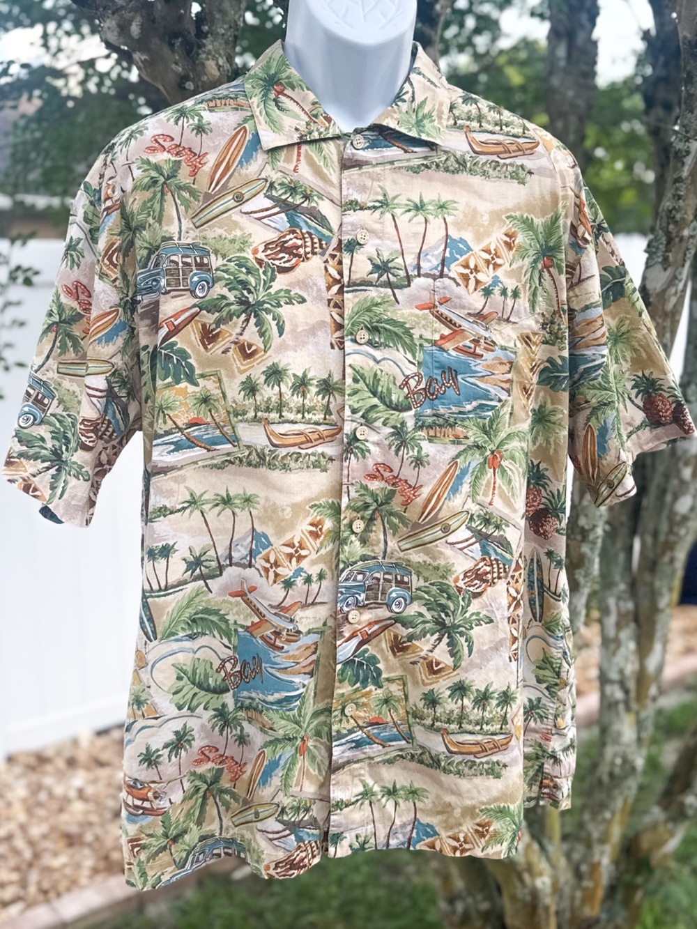 Batik Bay Surf Tropical Hawaiian Button Up Shirt Men’s XL